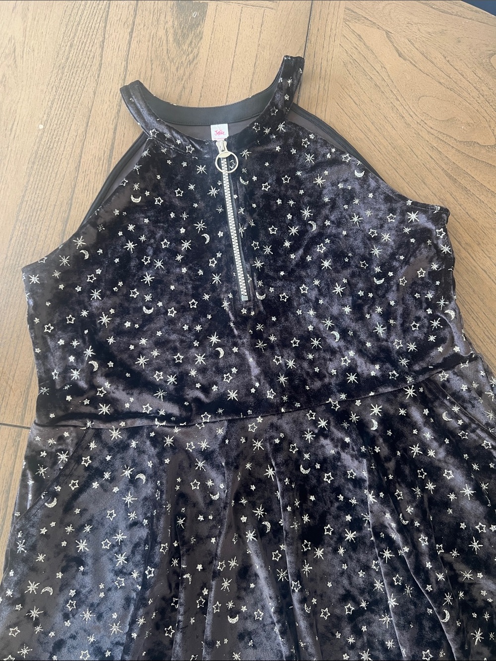 Justice Black Velvet Star & Moon Halter Girls Dress